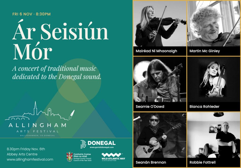 Poster for Ar Seisiun Mor with Mairead Ni Mhaonaigh at the Allingham Arts Festival 2026