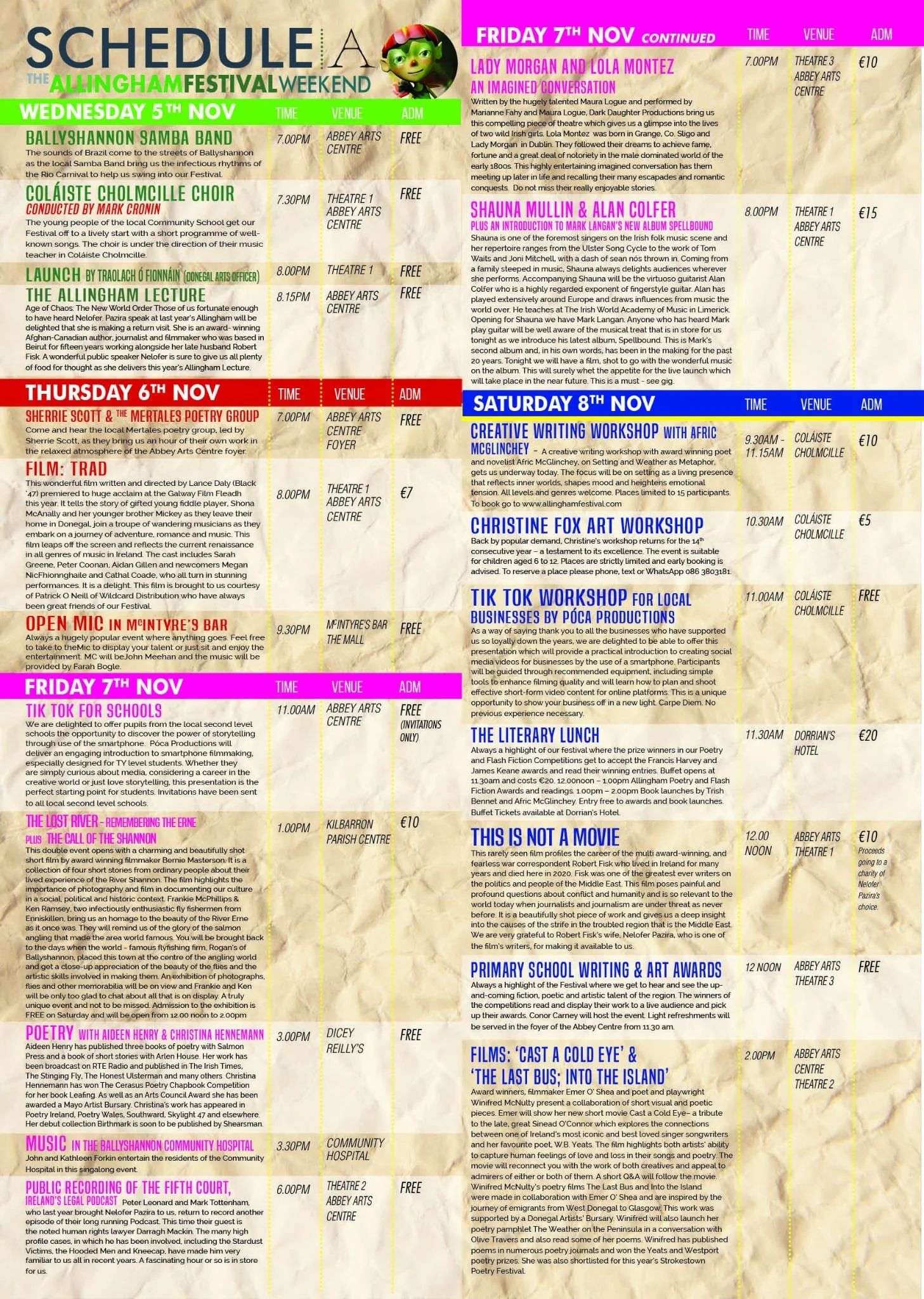 Allingham Arts Festival program brochure